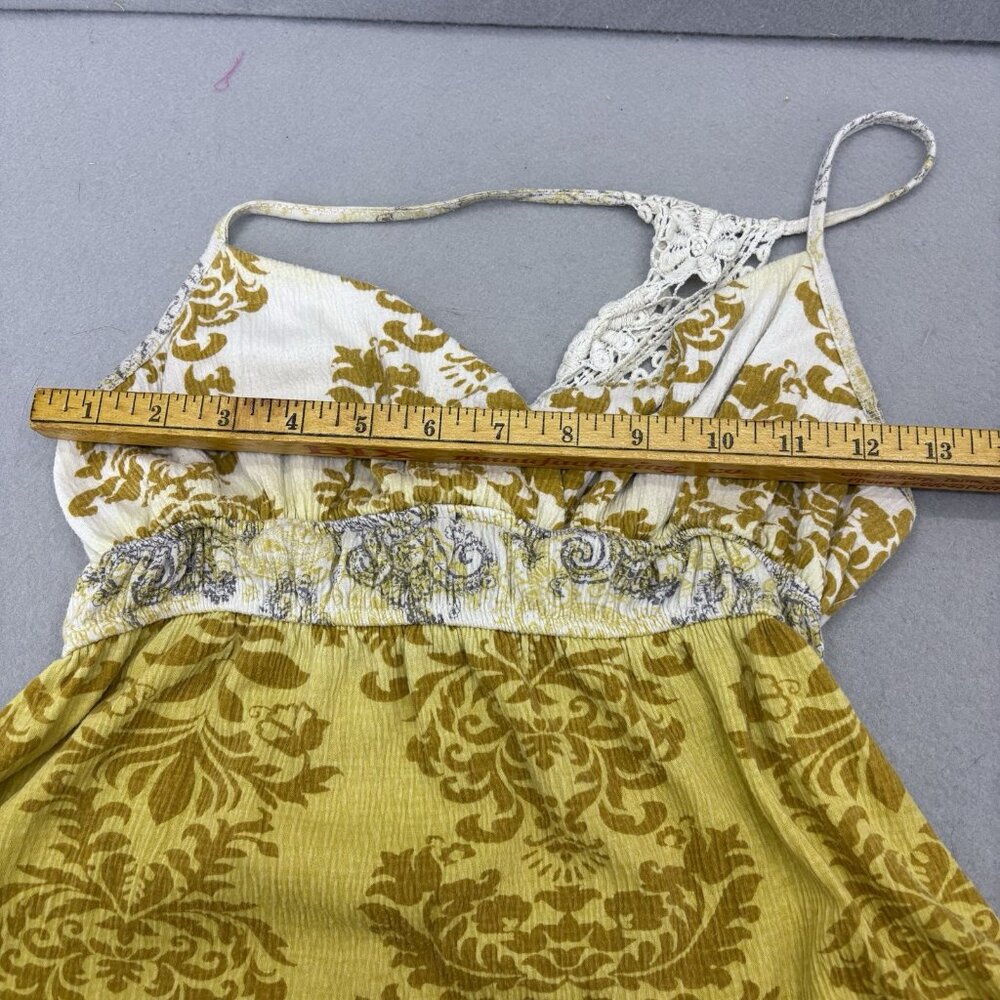 Y2K‎ Vintage Self Esteem Yellow Ombré Halter Tank Crochet Detail Boho SZ Medium - Picture 7 of 10